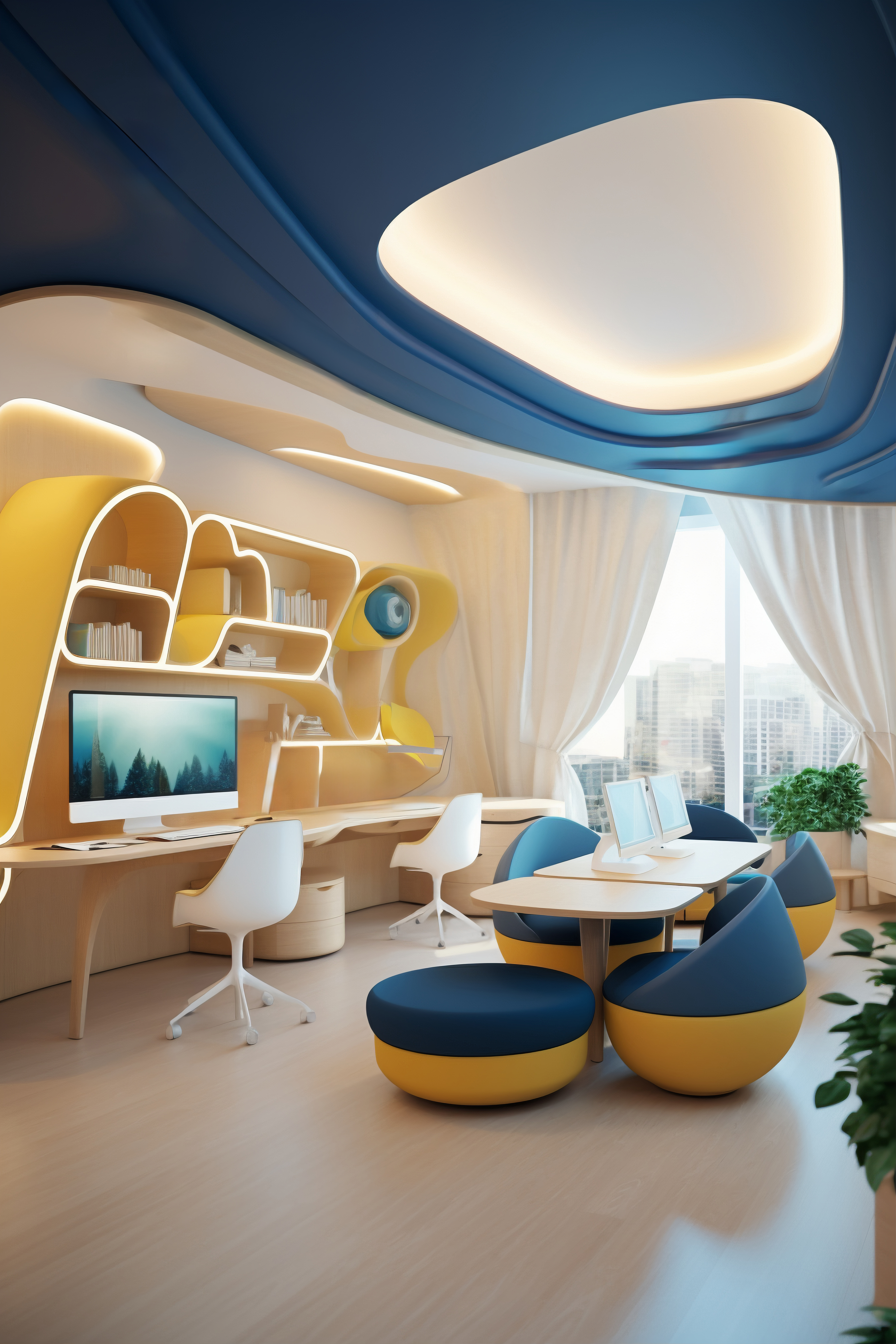 Office workstation interior and layout