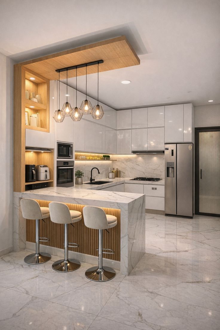 L-shaped kitchen layout modular design