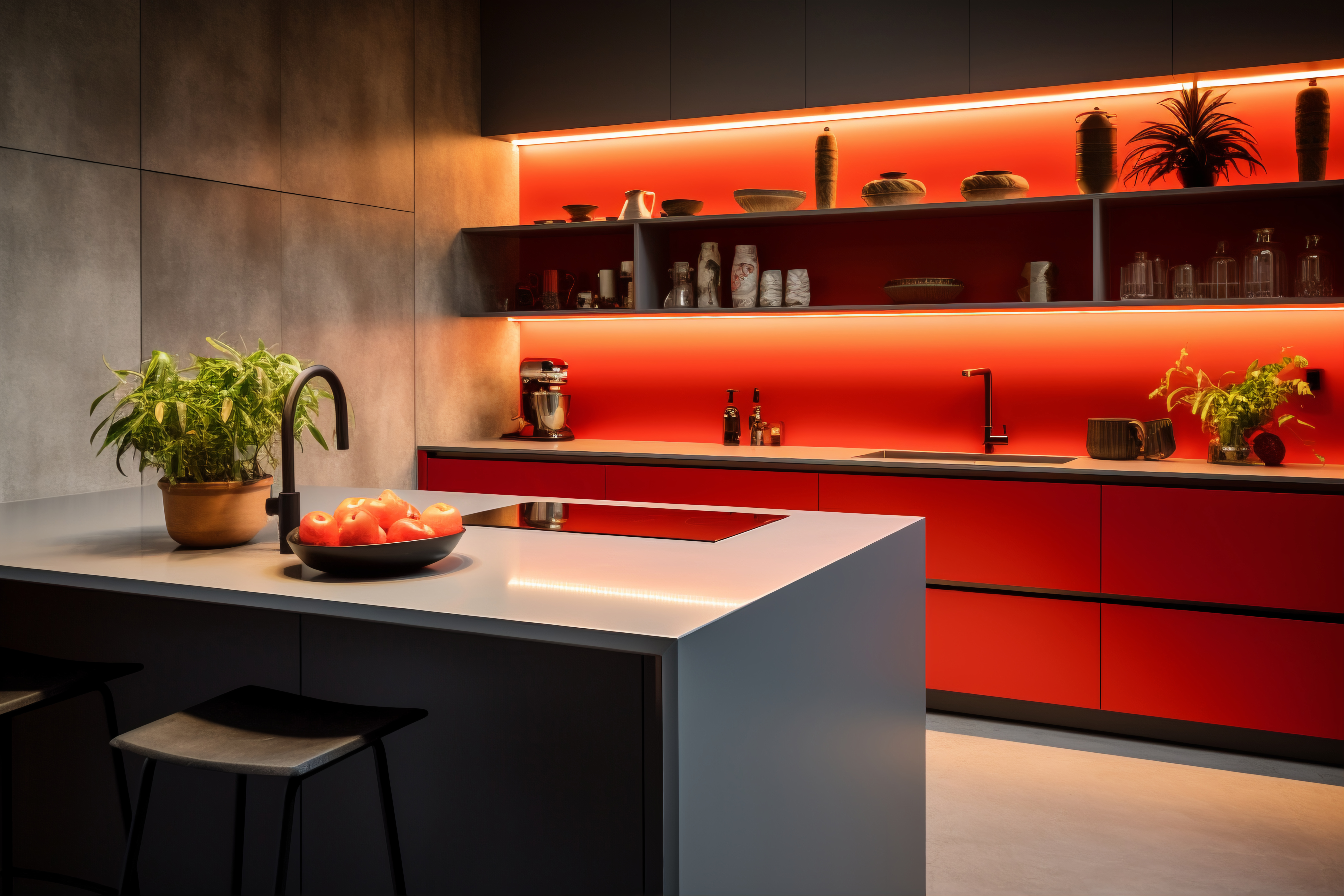 Premium modular kitchen cabinets and prep island