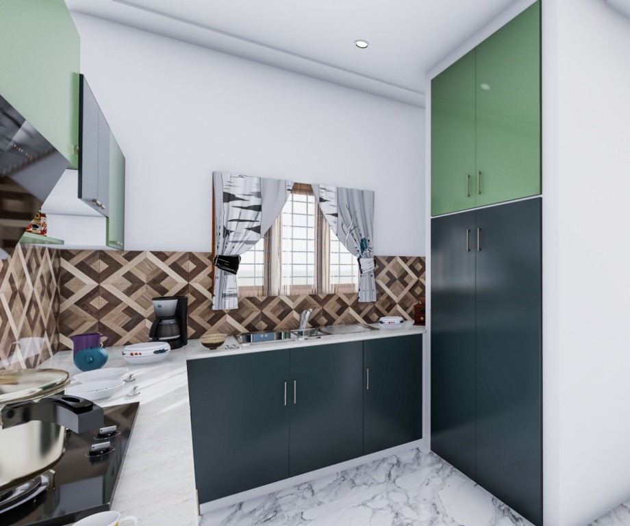 Modern modular kitchen layout and counters